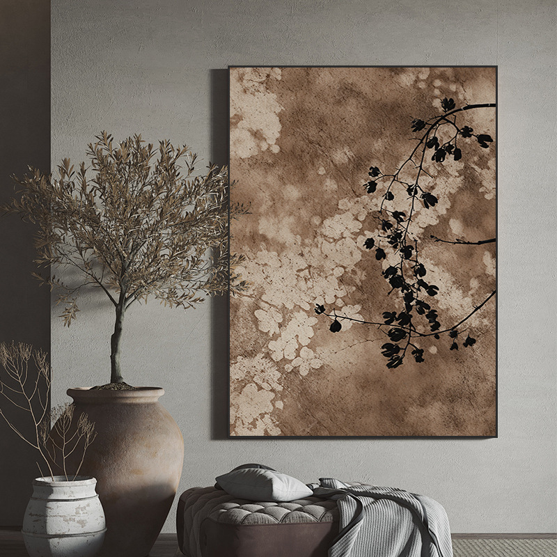 侘び寂び風テクスチャアート装飾絵画リビングルーム背景壁掛け絵画茶室