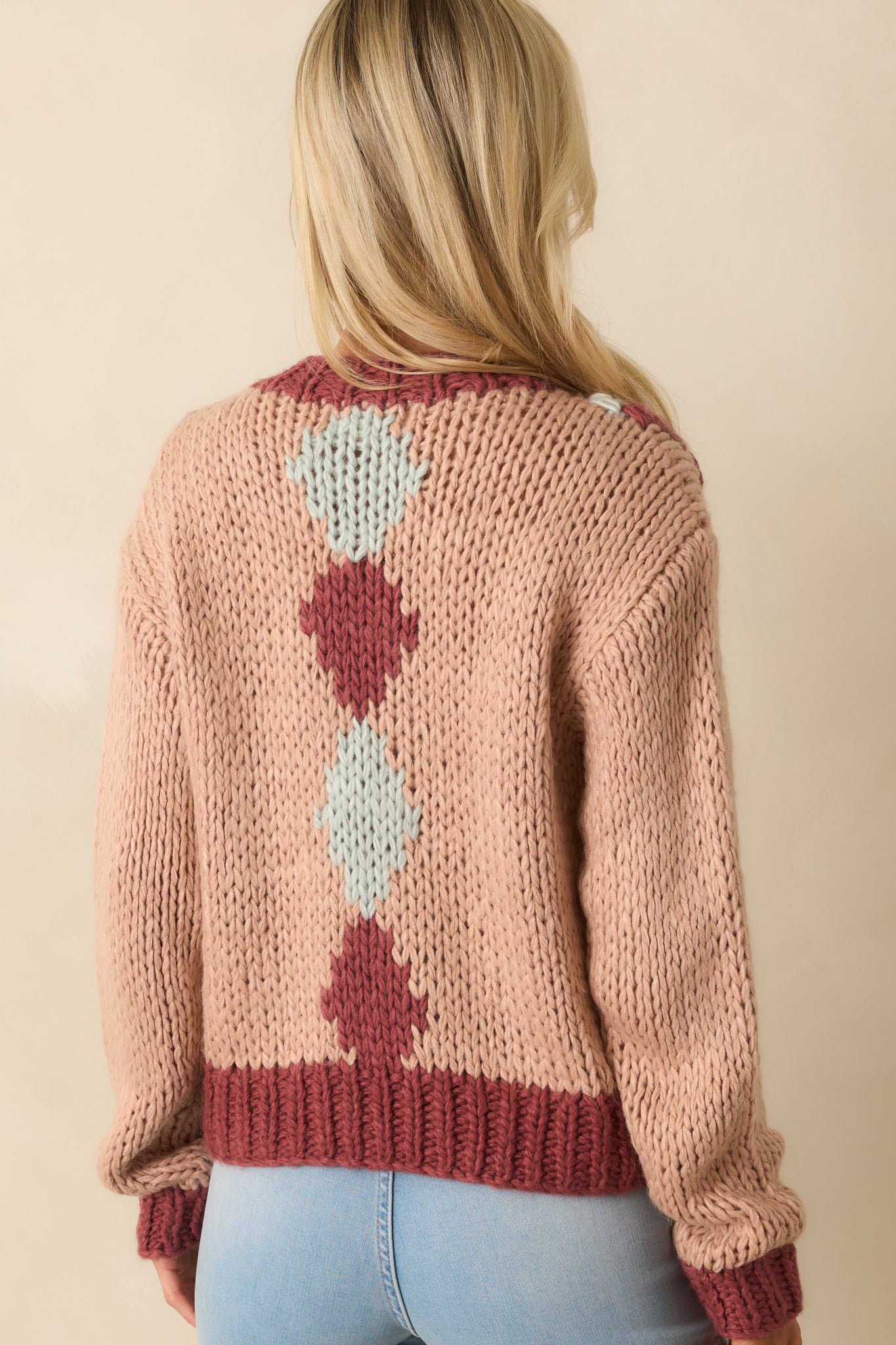 Right Where I Want To Be Dusty Rose Pink Floral Knit Cardigan