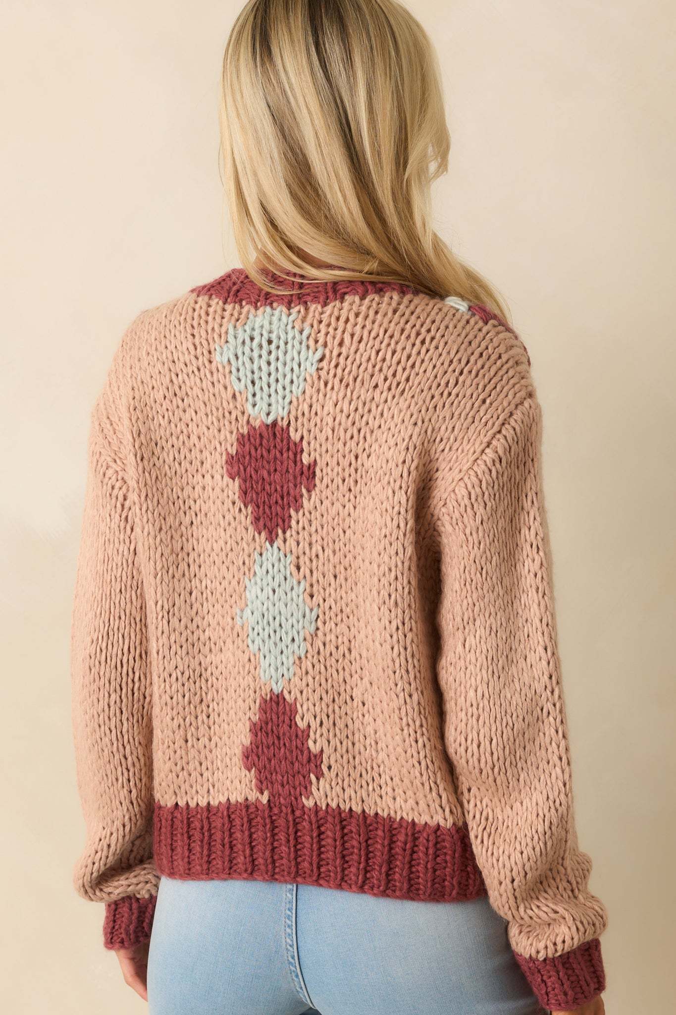 Right Where I Want To Be Dusty Rose Pink Floral Knit Cardigan