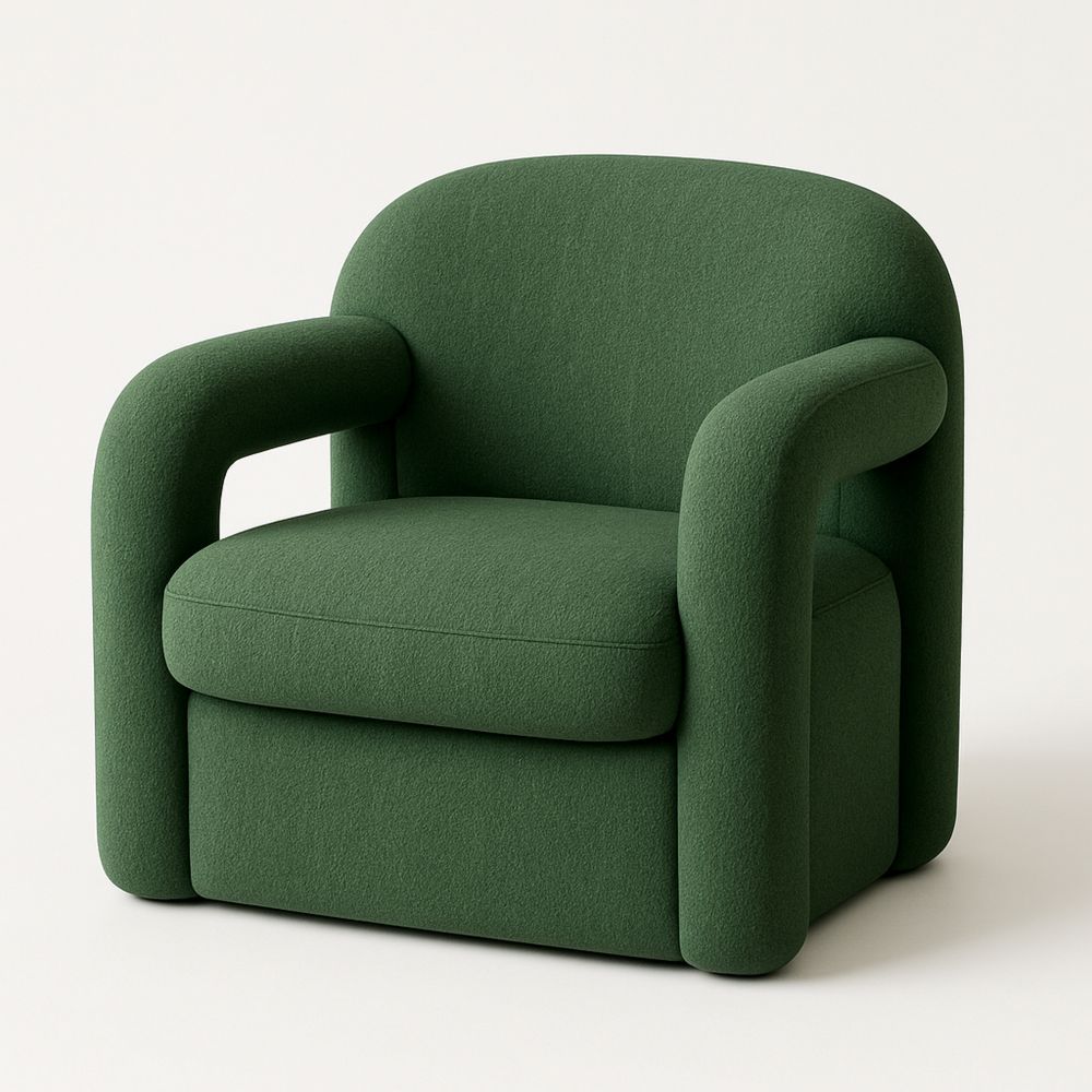 Grønn ullstoff lenestol 85x80x75 cm-havremoderne