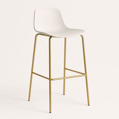 Barstol plastsete stålramme hvit/gull høyde 75 cm-havremoderne