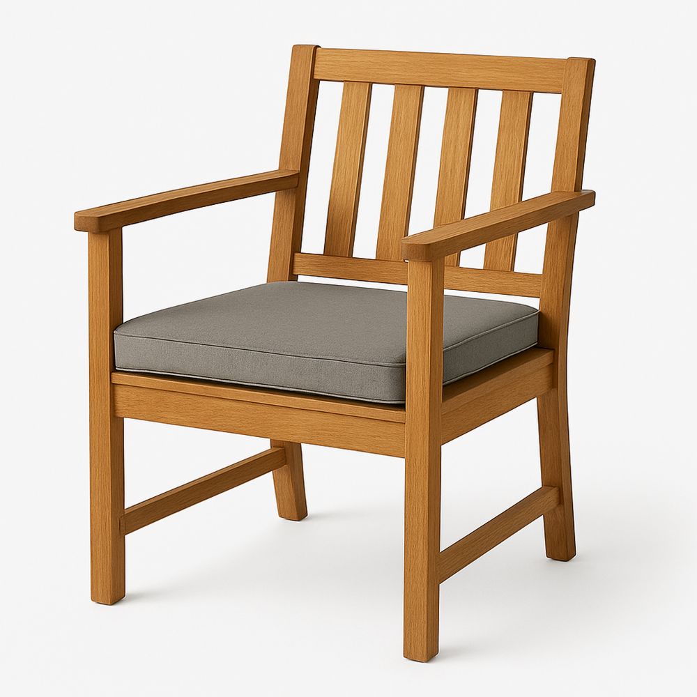 Utendørs stol med armlener og pute i eiketre grå 60x58x90 cm-havremoderne