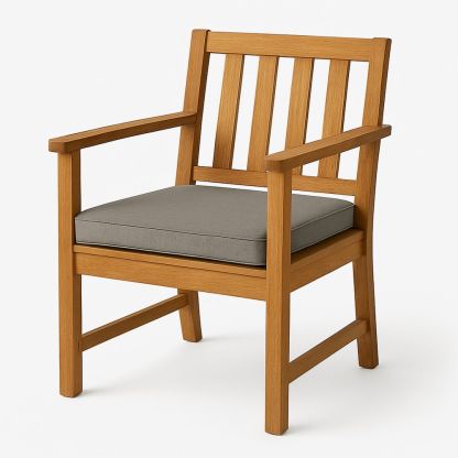 Utendørs stol med armlener og pute i eiketre grå 60x58x90 cm-havremoderne