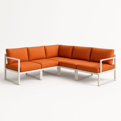 Modulær hjørnesofa metall oransje polyester-havremoderne