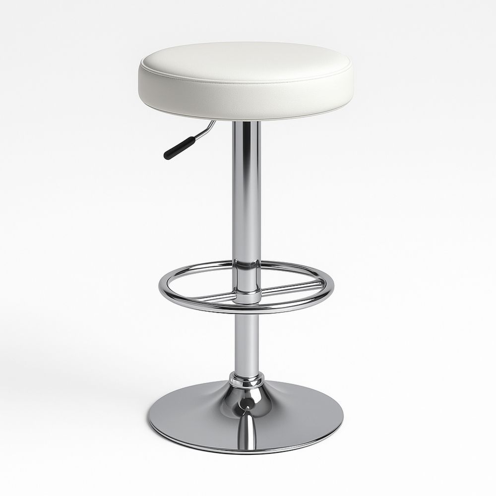 Justerbar barkrakk i metall med hvitt PU-sete rund 30 cm-havremoderne