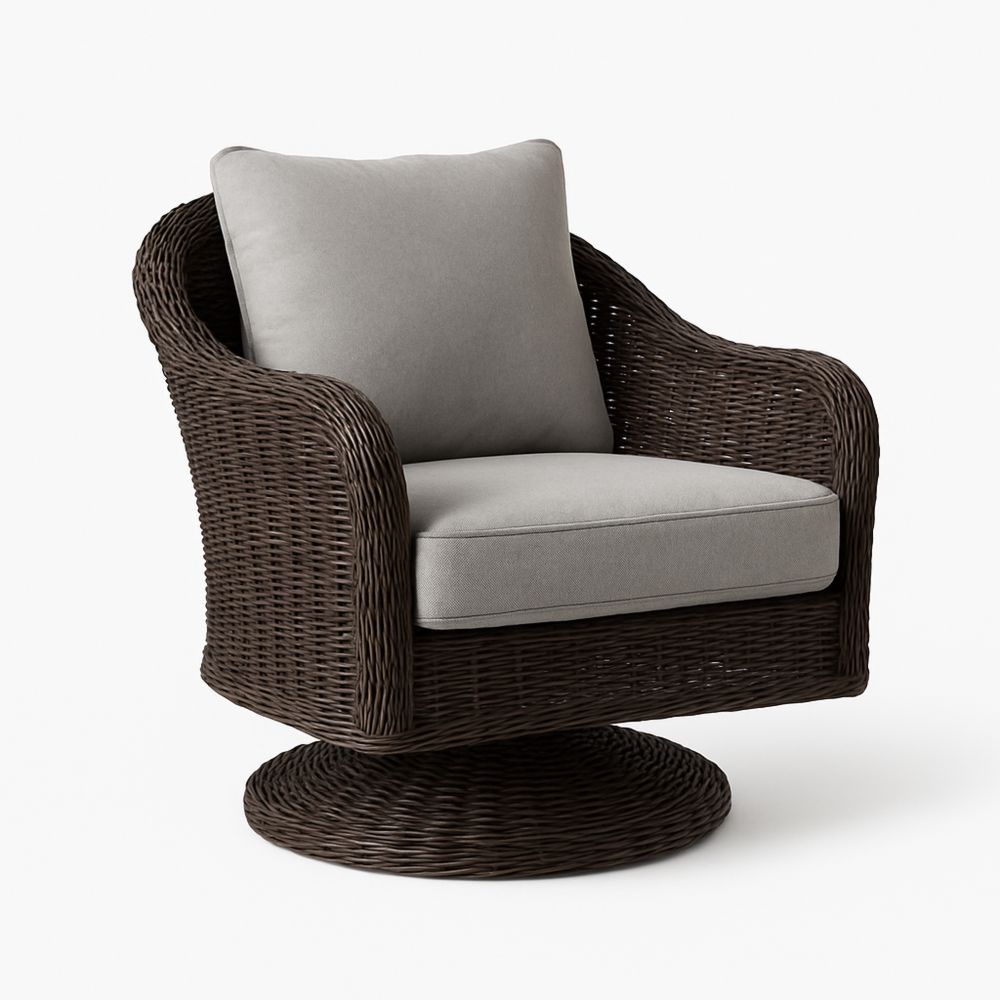 Utendørs Kurvstol med Sving og Polyesterpute-havremoderne