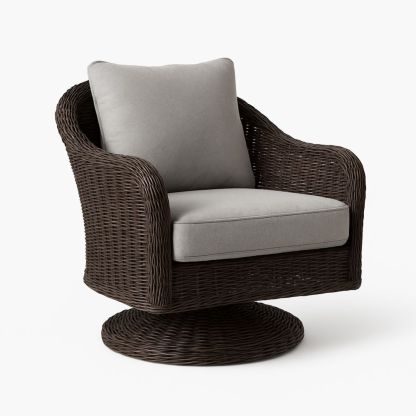 Utendørs Kurvstol med Sving og Polyesterpute-havremoderne