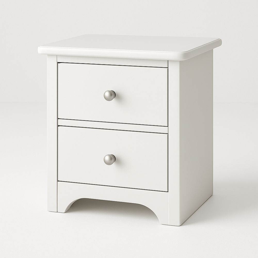 Hvitt nattbord MDF med 2 skuffer 40 cm høy-havremoderne