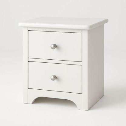 Hvitt nattbord MDF med 2 skuffer 40 cm høy-havremoderne