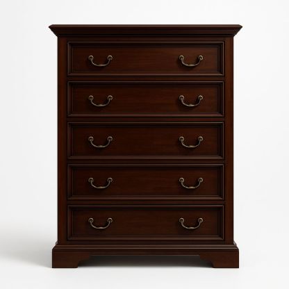 Kommode i tre med 5 skuffer Mørk brun 90x45x120cm-havremoderne