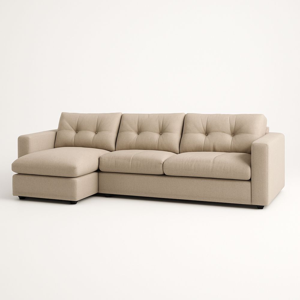 L-form modulsofa i polyester beige 230 cm-havremoderne