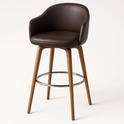 Barkrakk i kunstlær med treben brun-havremoderne