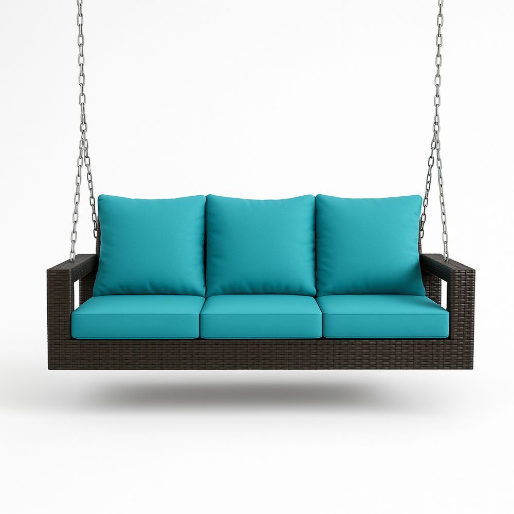 Polyrotting Utendørs Huske Sofa med Turkis Puter 200cm-havremoderne