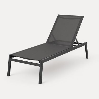 Solstol i aluminium og tekstil justerbar grå-havremoderne