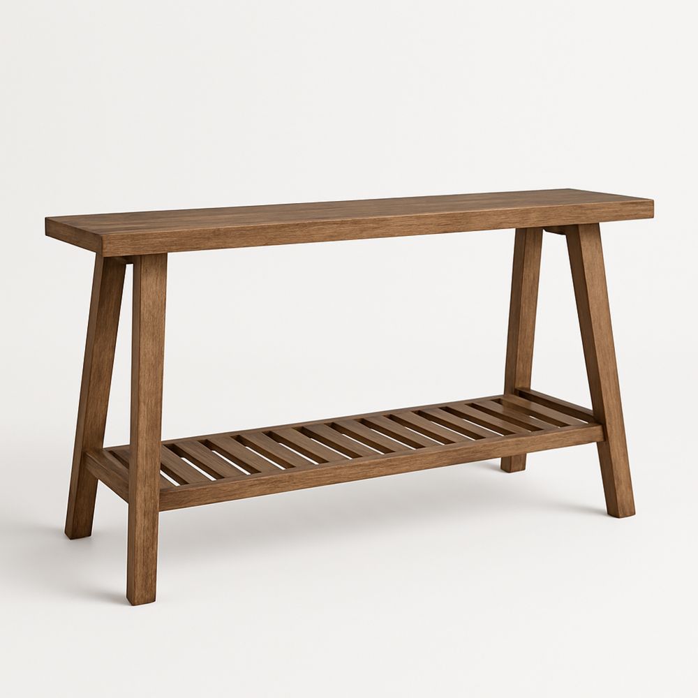 Trebord med brun overflate og underhylle 120x35x80 cm-havremoderne