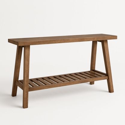 Trebord med brun overflate og underhylle 120x35x80 cm-havremoderne