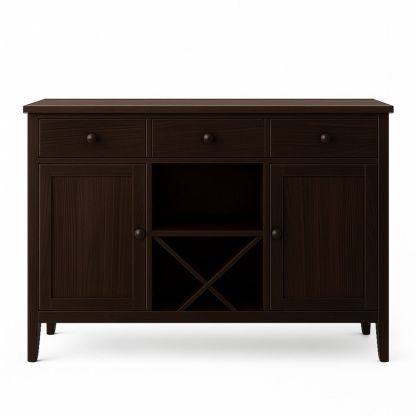 Treskjenk med mørk finish og tre skuffer-havremoderne