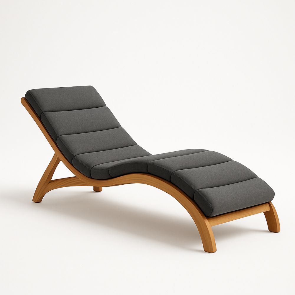 Solstol i Eik med Grå Polyesterpute-havremoderne