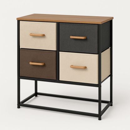 Kommode med Stålramme og Stoffskuffer-havremoderne