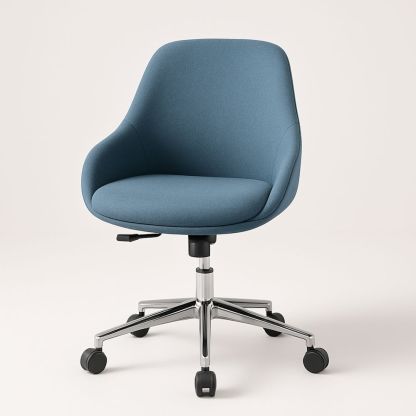 Kontorstol med Blått Polyesterstoff og Krom Base, Justerbar Høyde-havremoderne