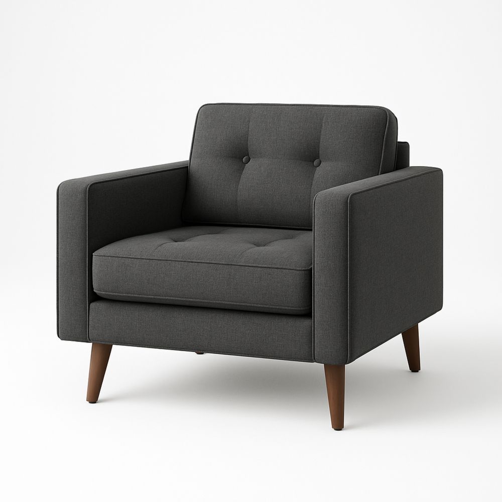 Mørkegrå lenestol med treben-havremoderne