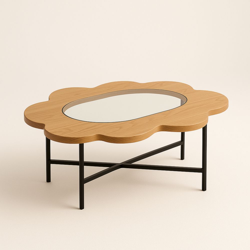 Sofabord i tre med glassplate brun/svart-havremoderne