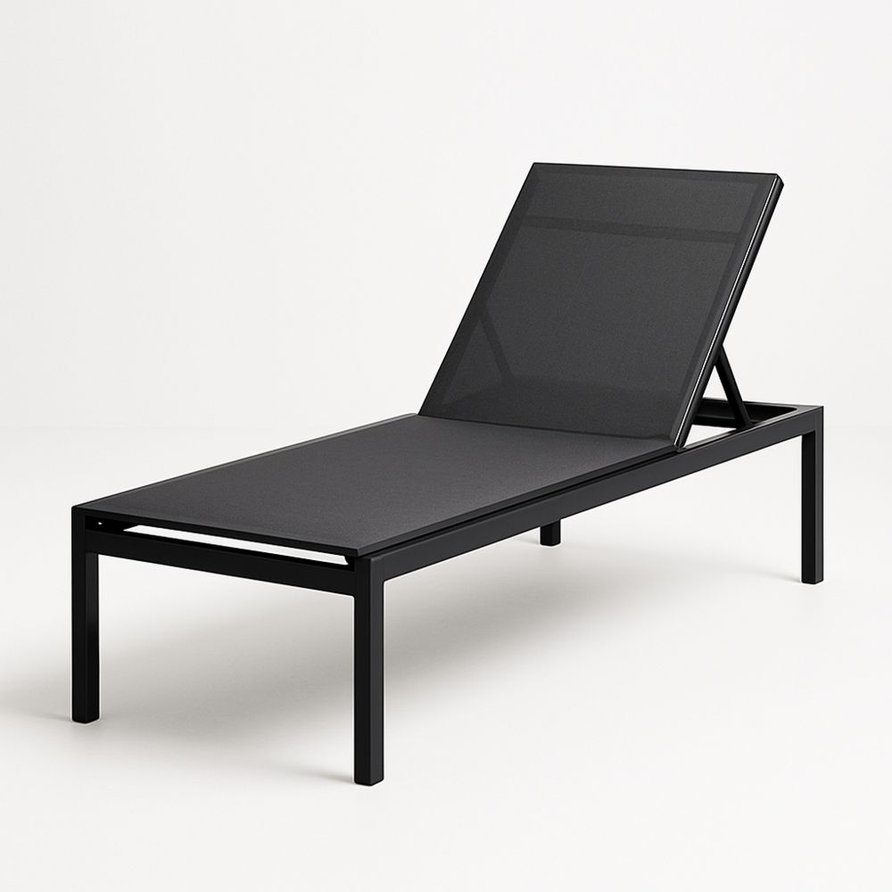 Solstol i metall og tekstil svart justerbar utendørs-havremoderne