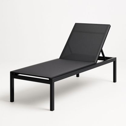 Solstol i metall og tekstil svart justerbar utendørs-havremoderne