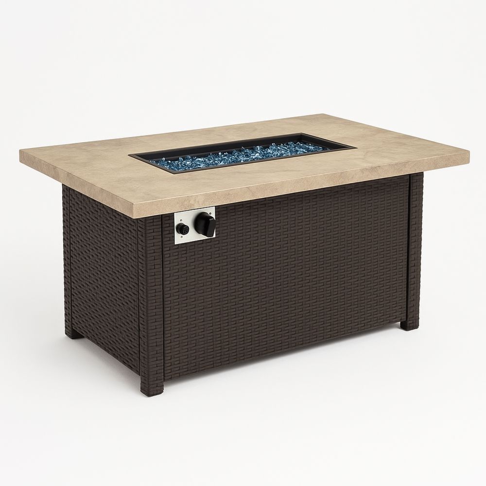 Gass ildbord med PE rotting og keramisk topp brun rektangulær-havremoderne