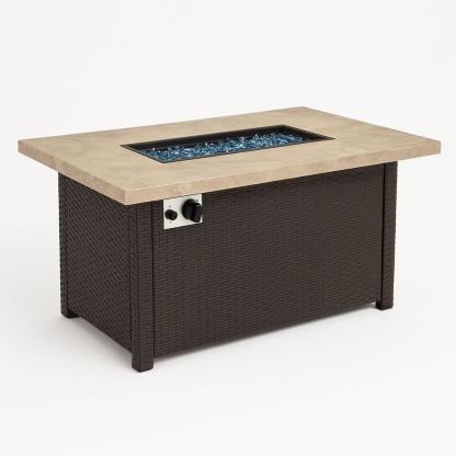 Gass ildbord med PE rotting og keramisk topp brun rektangulær-havremoderne