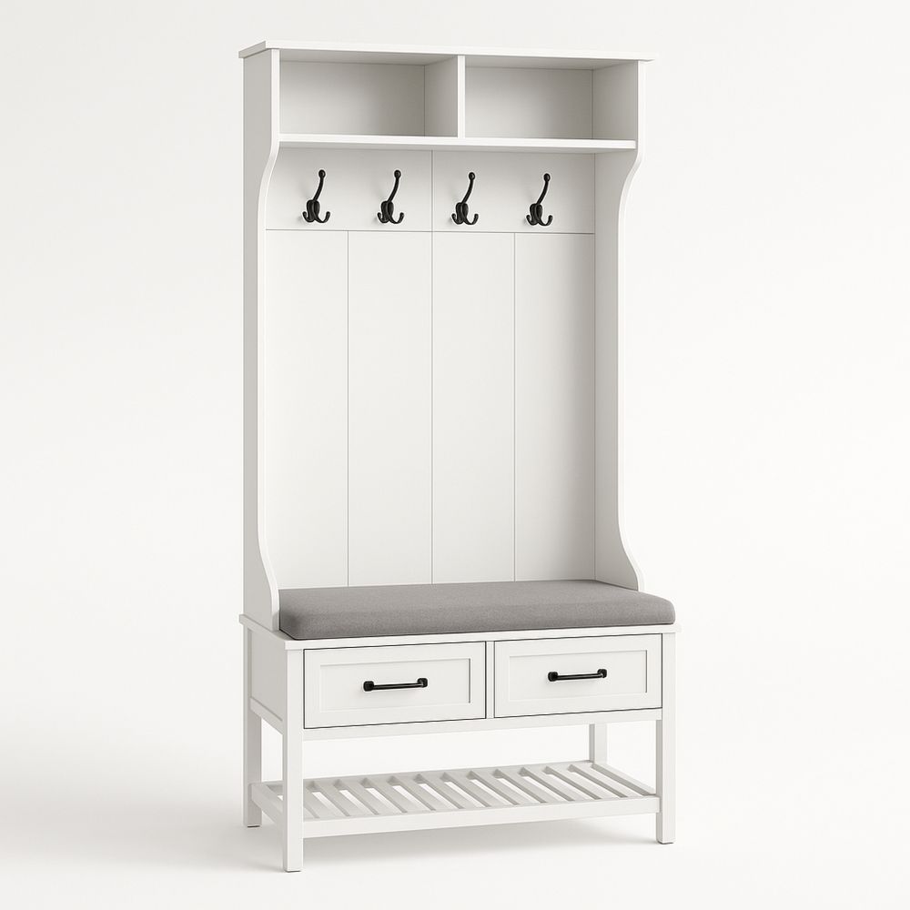 Klesorganisator i Tre med Puter og Skuffer, Hvit-havremoderne