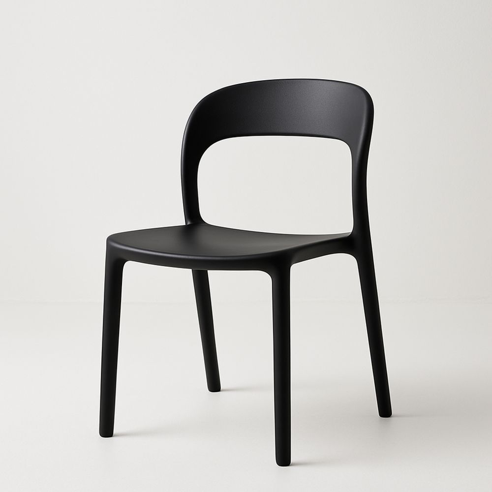 Spisestol i svart polypropylen-havremoderne