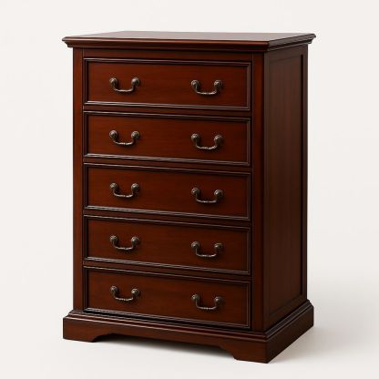 Kommode i tre med 5 skuffer i brun farge 120cm høyde-havremoderne