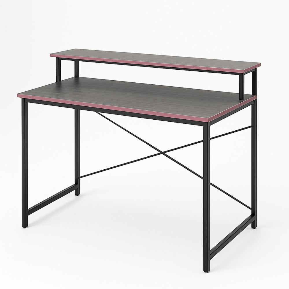 Databord med hylleseksjon i svart MDF og metallramme-havremoderne