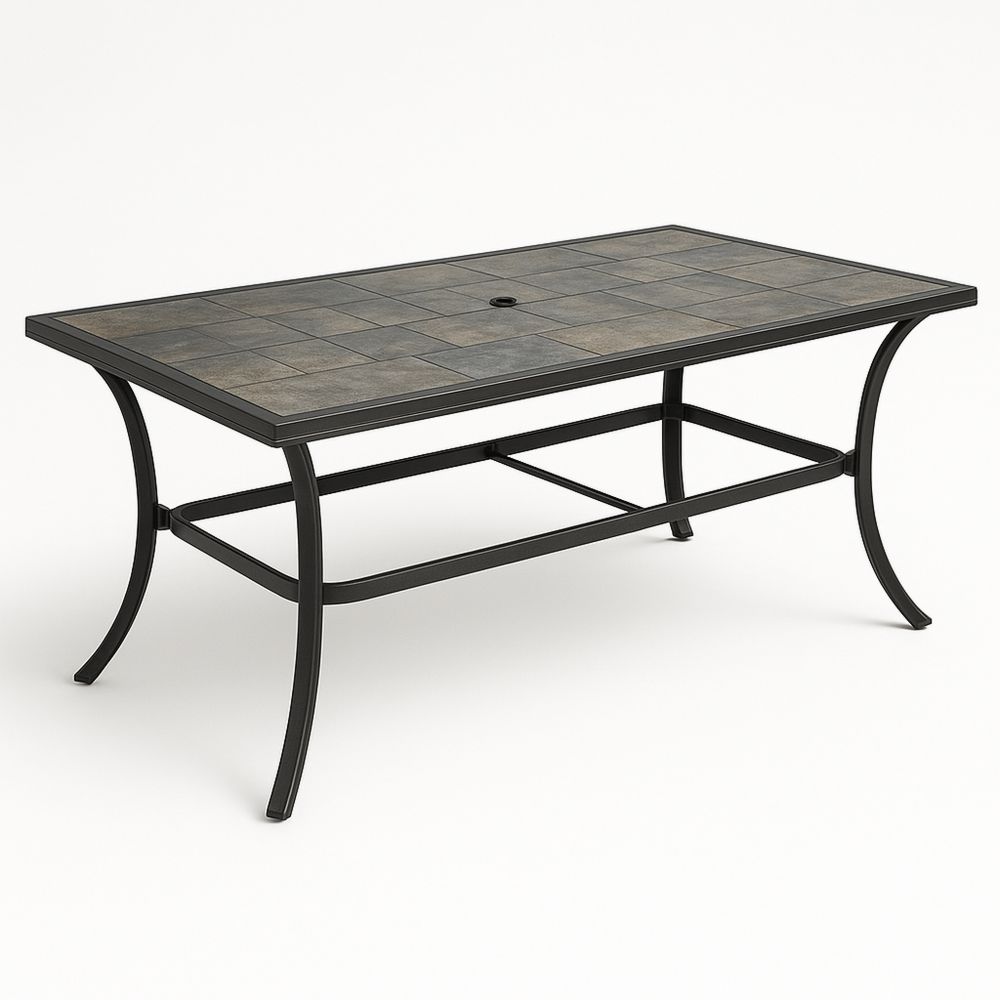 Rektangulært hagebord med metallramme og keramisk topp 200x100x75cm-havremoderne