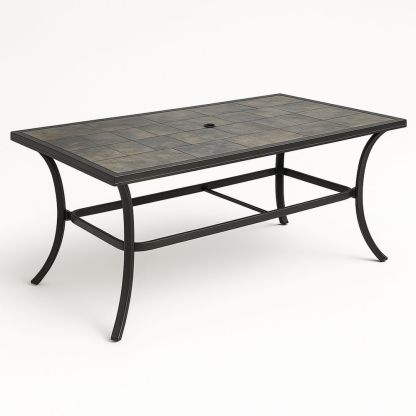 Rektangulært hagebord med metallramme og keramisk topp 200x100x75cm-havremoderne