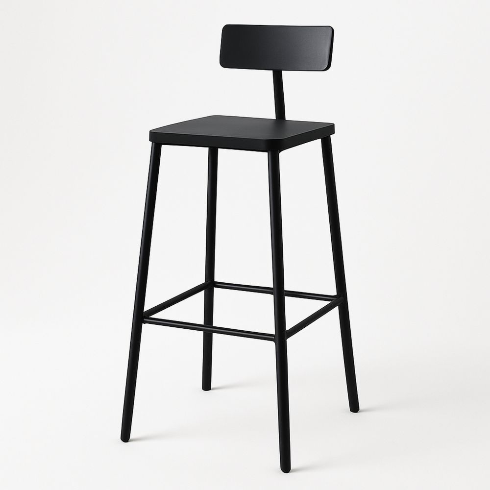 Barstol metall sort med ryggstøtte-havremoderne