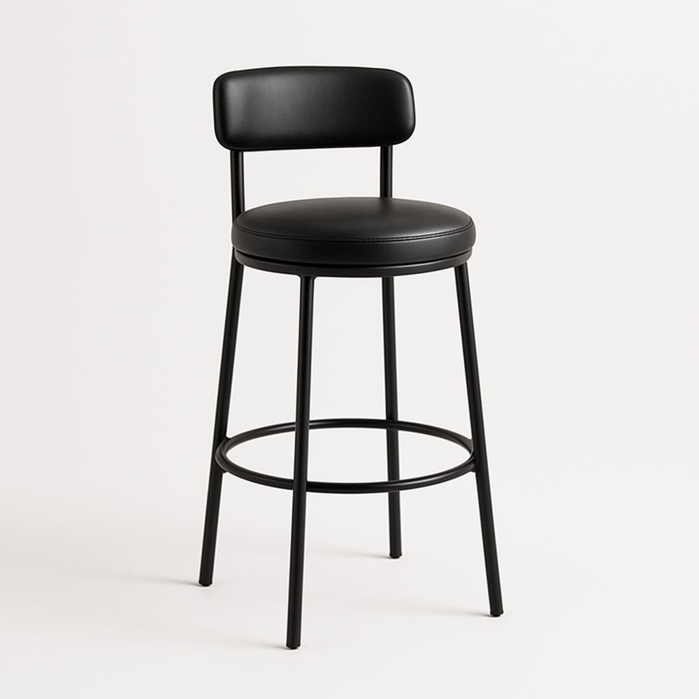 Barstol i svart PU og metall 75 cm-havremoderne