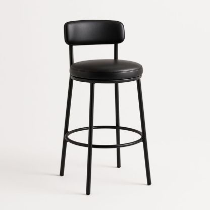 Barstol i svart PU og metall 75 cm-havremoderne