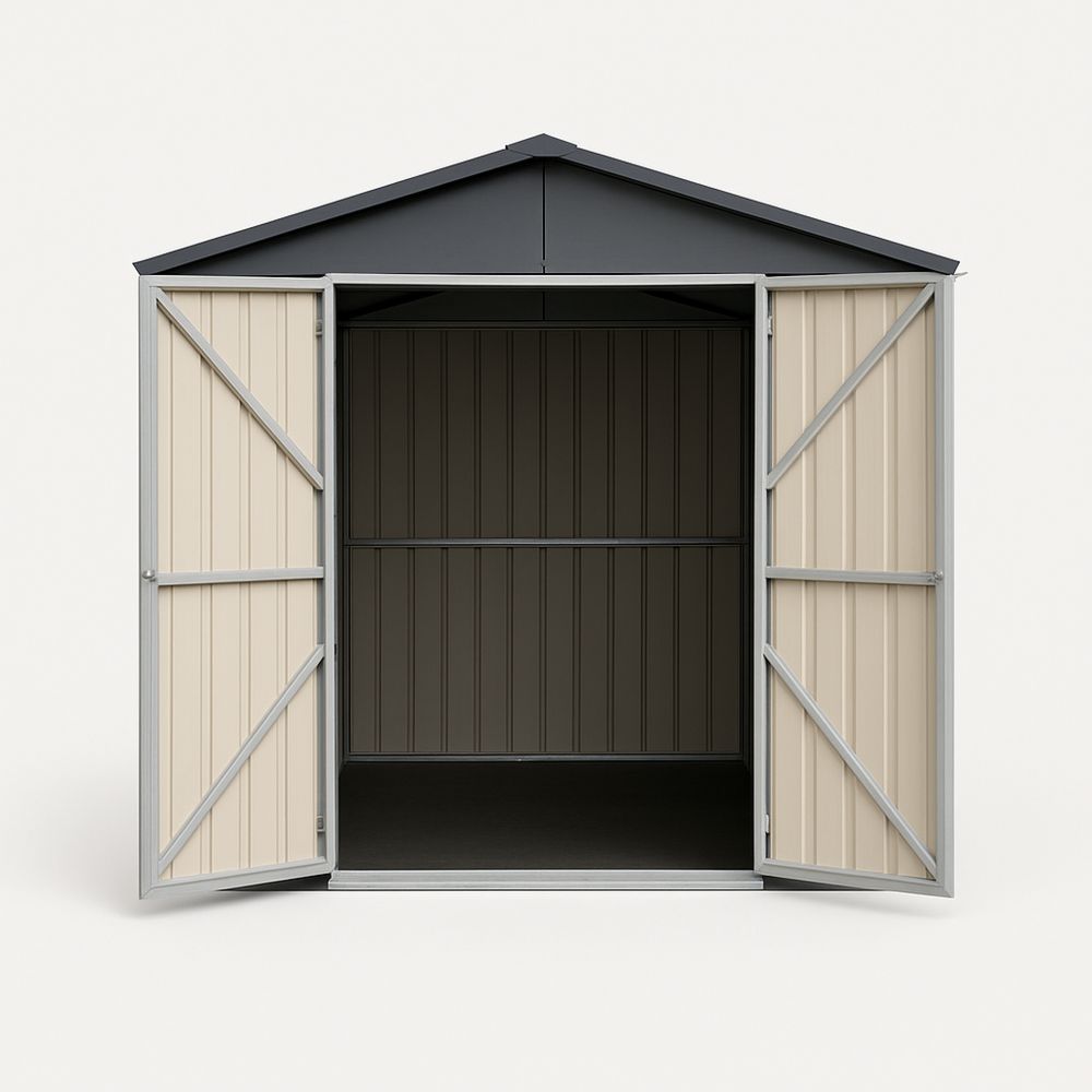 Metall Hageskur Dobbeltdør 210x192x180cm Grå/Beige-havremoderne