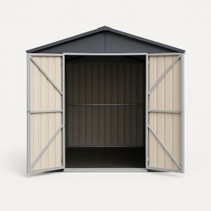 Metall Hageskur Dobbeltdør 210x192x180cm Grå/Beige-havremoderne