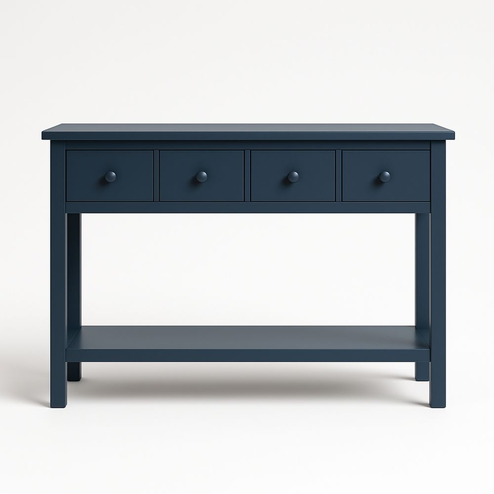 Konsollbord med 4 skuffer i tre mørkeblå 120x40x80 cm-havremoderne