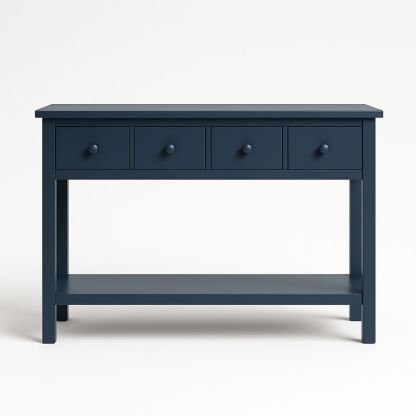 Konsollbord med 4 skuffer i tre mørkeblå 120x40x80 cm-havremoderne