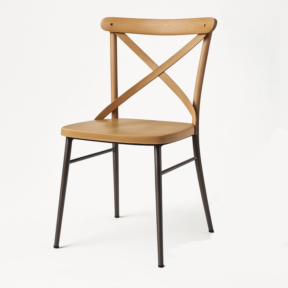 Spisestol med tresete rygg og stålramme-havremoderne