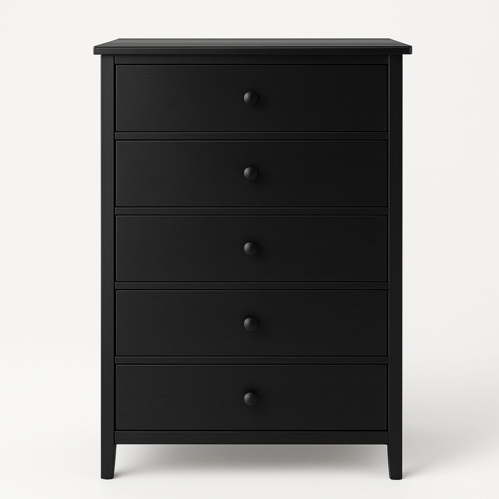 Kommode med 5 skuffer i MDF svart-havremoderne
