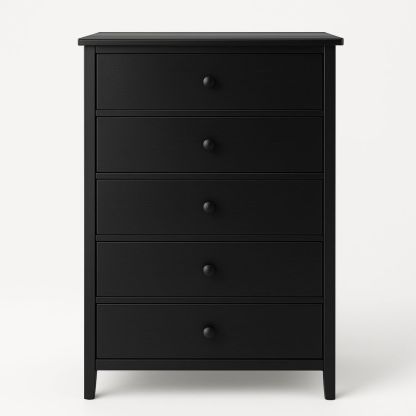 Kommode med 5 skuffer i MDF svart-havremoderne