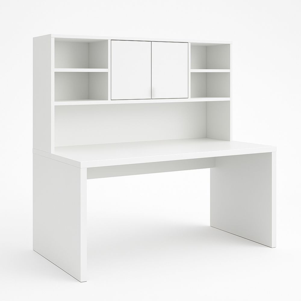 Hvit skrivebord med hylle og skap i MDF 140x60x150 cm-havremoderne