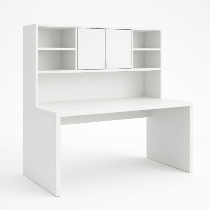 Hvit skrivebord med hylle og skap i MDF 140x60x150 cm-havremoderne