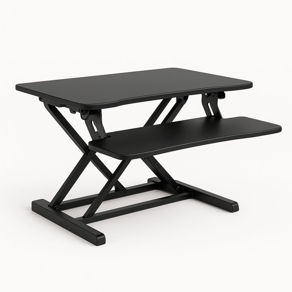 Høydejusterbart skrivebord svart stål og MDF 80x40 cm-havremoderne