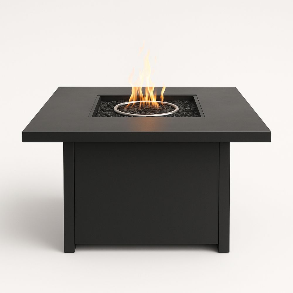 Utendørs ildbord i metall svart 80x80x50 cm-havremoderne